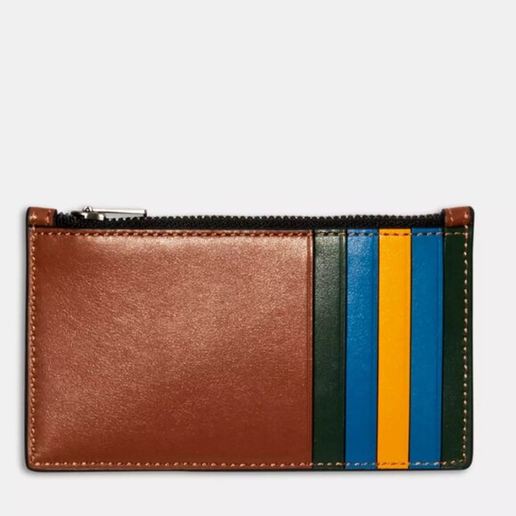 Coach Men Zip Card Wallet Zip Card Case In Colorblock - Picture 1 of 8